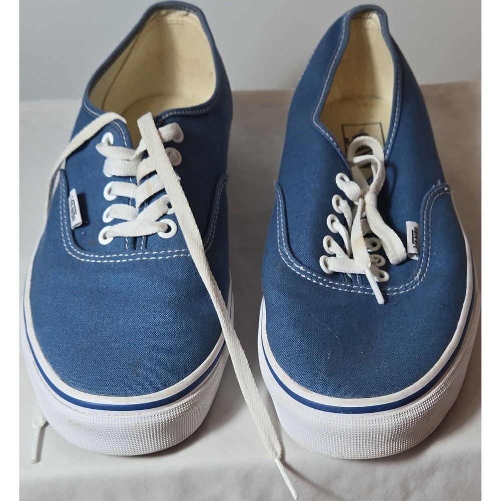 VANS Blue/White Canvas Low Top Lace-Up Sneakers Solid Rubber Outsole